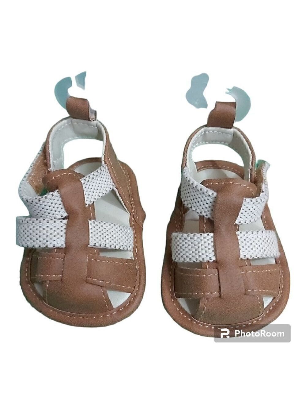 4/$20 Cat & Jack 0-3 Month Brown/White Velcro Closure Baby Sandals